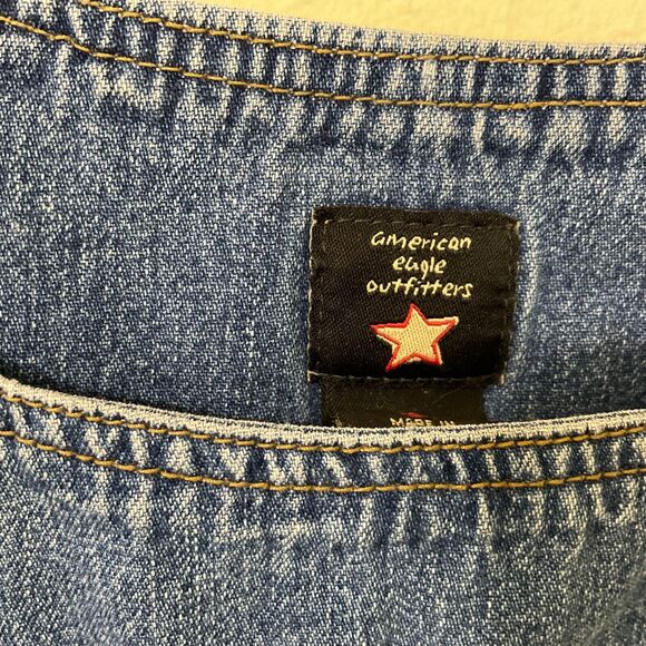 Y2K 90’s American Eagle Denim Crop Top size M Biker, Hippie, side zip - Picture 3 of 9